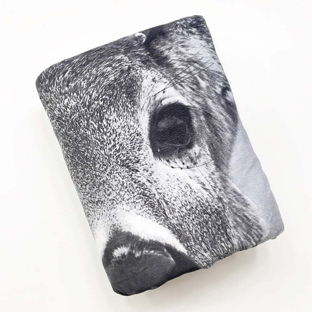 Gray/black/white deer print fleece throw blanket